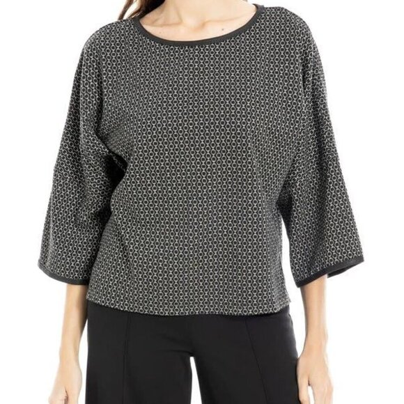 Max Studio London double knit shirt top blouse black boxy circle Dolman new XL - Picture 1 of 5